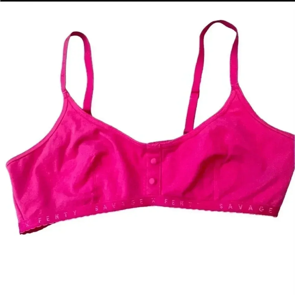 SAVAGE X FENTY COTTON JERSEY BRALETTE PINK SIZE SMALL